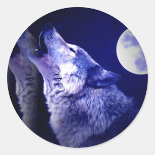 Sticker Rond Howling Wolf