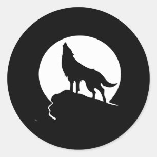 Sticker Rond Howling Wolf