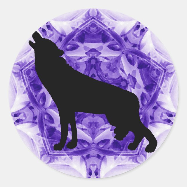 Sticker Rond Howling Wolf Wolves (Devant)