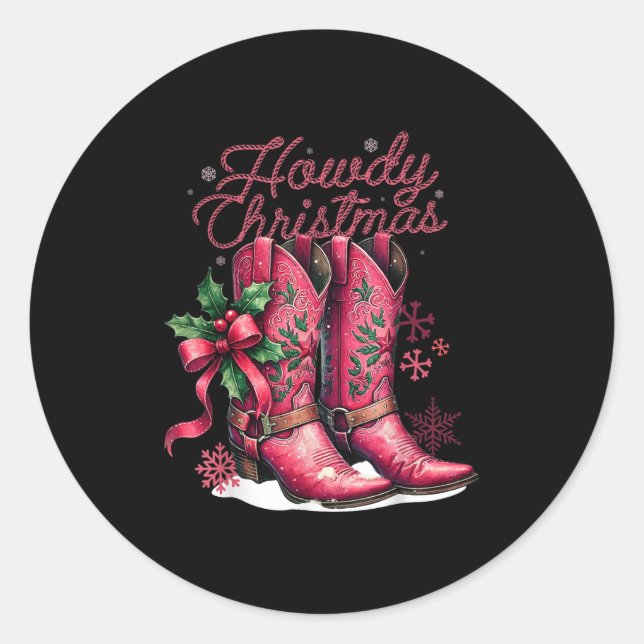 Sticker Rond Howy Christmas Boots Cowgirl Coquette Nk Western (Devant)