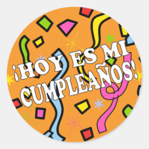 Sticker Rond Hoy es mi cumpleaños anniversaire en espagnol