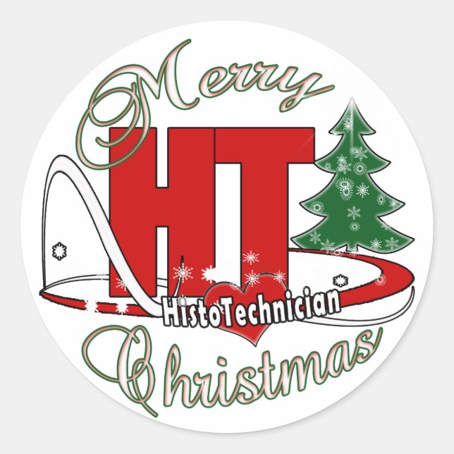 STICKER ROND HT MERRY CHRISTMAS HISTO TECHNICIEN (Devant)
