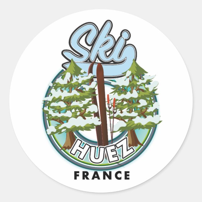 Sticker Rond Huez Ski france logo rétro (Devant)