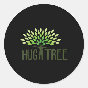 Sticker Rond Hug A Tree - Arbre Hugger, Jour des terres Amour T