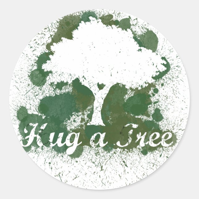 Sticker Rond Hug a Tree Think Green (Devant)