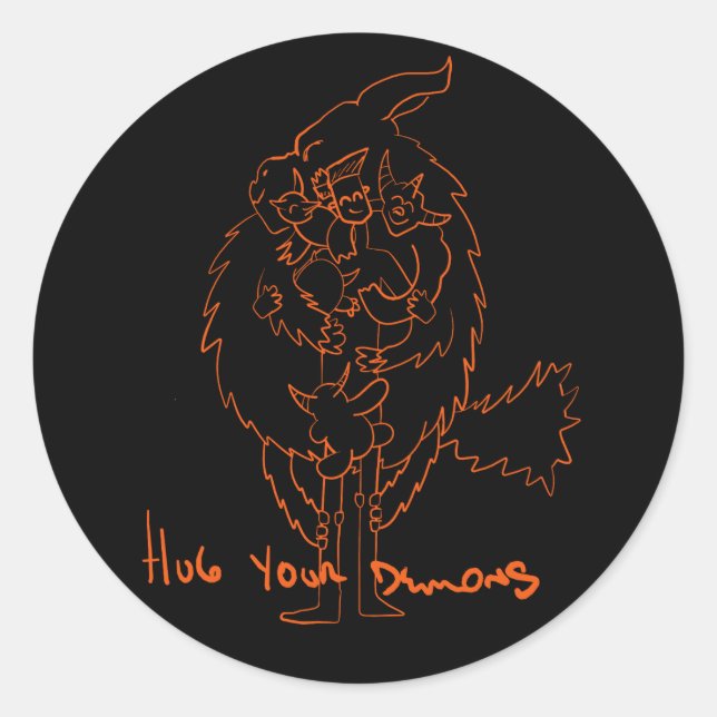 Sticker Rond Hug Your Demons (Devant)