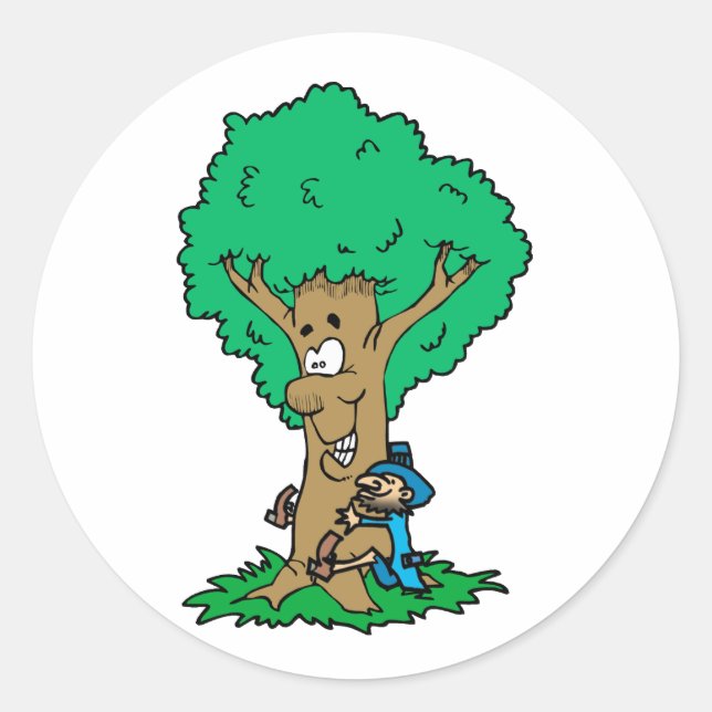 Sticker Rond Hugger d'arbre (Devant)