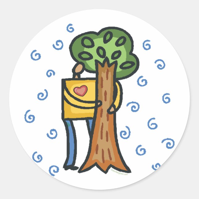 Sticker Rond Hugger d'arbre coloré (Devant)