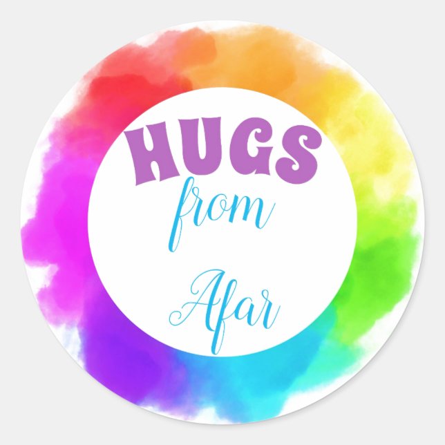 STICKER ROND HUGS DE LOIN (Devant)