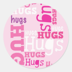 STICKER ROND HUGS HUGS HUGS HUGS