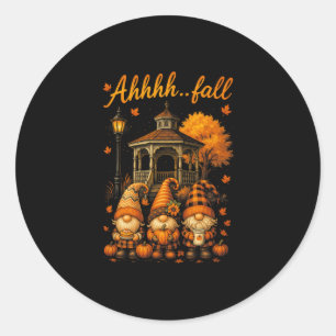 Sticker Rond Hugvyn Ahhhh...saison automnale Gnome de citrouill