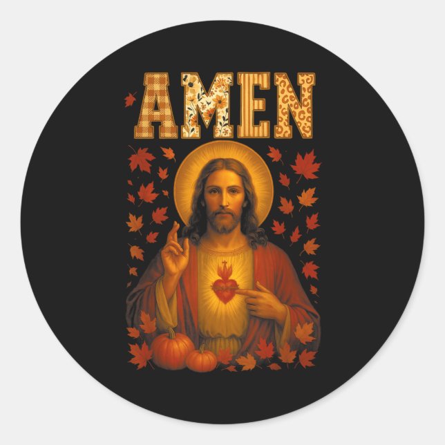 Sticker Rond Hugvyn Amen Fall Jesus Christian Bible Verses Than (Devant)