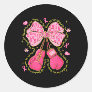 Sticker Rond Hugvyn Cancer du sein Pink Gants de boxe Survivant