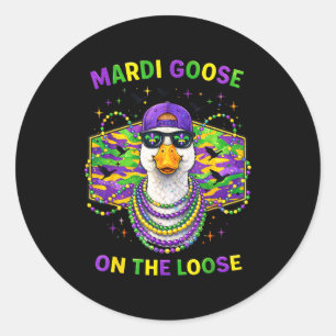 Sticker Rond Hugvyn Mardi Gras Oie en Liberté Mardi Gras C