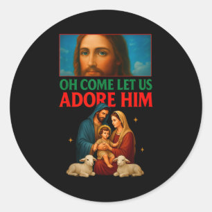 Sticker Rond Hugvyn Noël Nativité Jésus Oh Venez Nous Ado