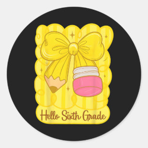 Sticker Rond Hugvyn Retour À L'École Coquette Crayon Sixième An