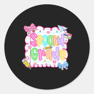 Sticker Rond Hugvyn Retourner À L'École Mignonne Thé Préppy De 