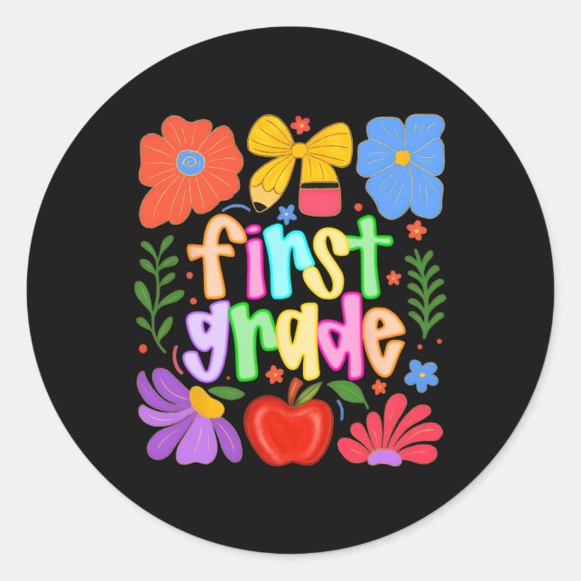 Sticker Rond Hugvyn Retourner À L'École Première Classe Preppy  (Devant)