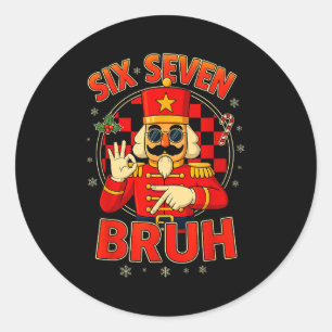 Sticker Rond Hugvyn Six Seven Bruh Casse-Noisette Noël 67 Meme