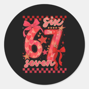Sticker Rond Hugvyn Six Seven Saint-Valentin 6 7 Mème À Carreau