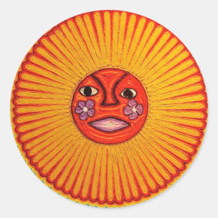 Sticker Rond Huichol String Art Sun Mexican Folk Art