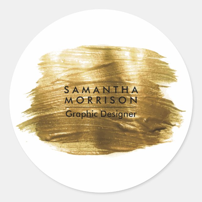 Sticker Rond Huile de pinceau d'or (Devant)