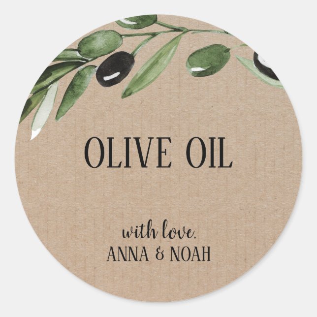 Sticker Rond Huile d'olive Aquarelle Merci Mariage Faveur (Devant)