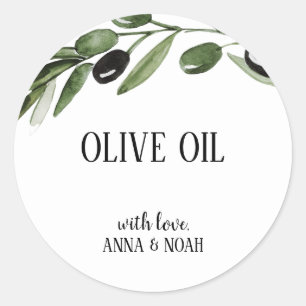 Sticker Rond Huile d'olive Aquarelle Merci Mariage Faveur