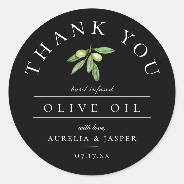 Sticker Rond Huile d'olive Merci Cadeau Noir (Devant)