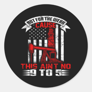 Sticker Rond Huile Drapeau Travailleur de champ de pétrole non