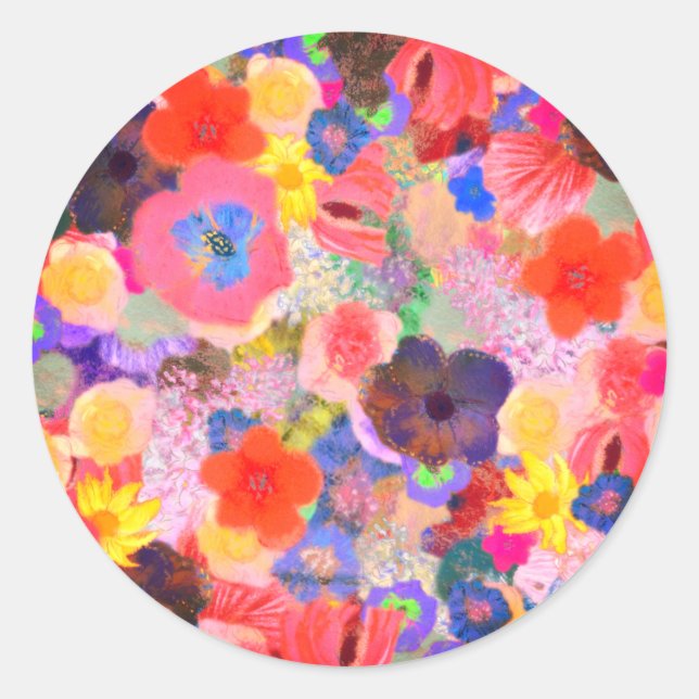Sticker Rond Huiles de fleurs (Devant)