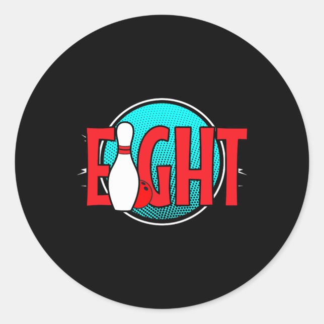 Sticker Rond Huit Bowling Anniversaire 8 ans Garçon Anniversair (Devant)
