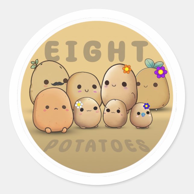 Sticker Rond Huit pommes de terre (Devant)
