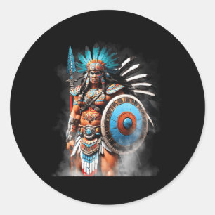 Sticker Rond Huitzilopochtli Aztec Soleil Et Dieu De Guerre Ten