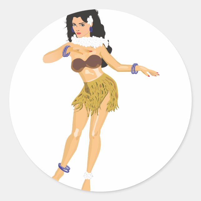 Sticker Rond Hula Girl (Devant)