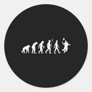 Sticker Rond Human Evolution, Version du joueur de Badminton