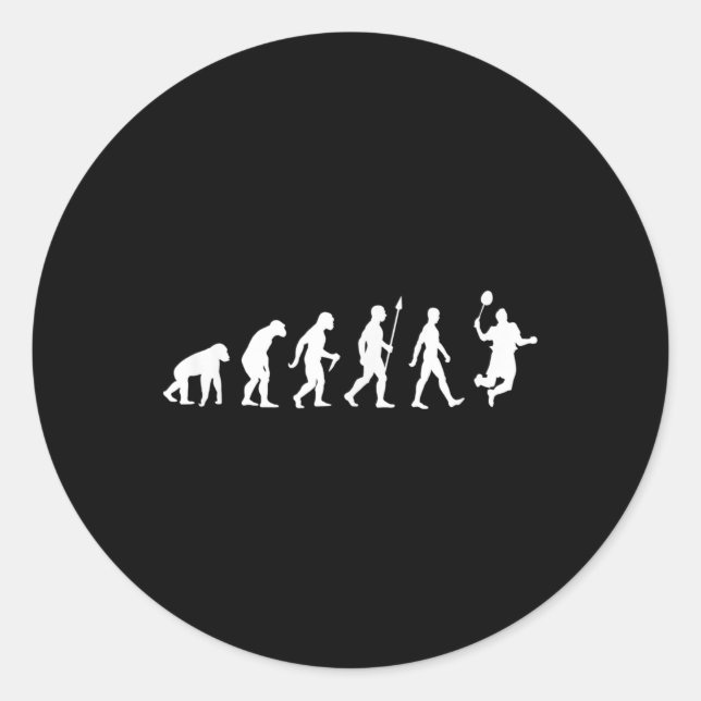Sticker Rond Human Evolution, Version du joueur de Badminton (Devant)