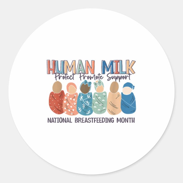 Sticker Rond Human Milk Moms Milk S National Breastfeeding Mont (Devant)
