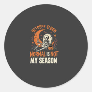 Sticker Rond Humeur de squelette d'humour noir d'Halloween