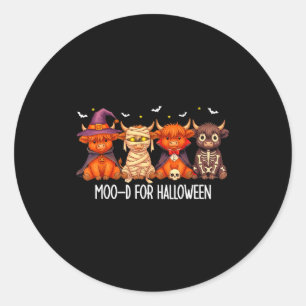 Sticker Rond Humeur pour vache écossaise fantôme Boo Halloween