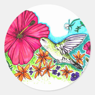 Sticker Rond Humming Bird