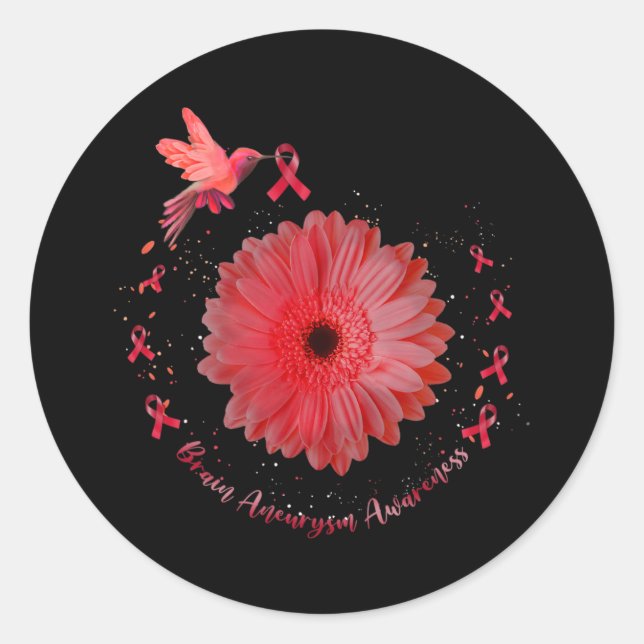 Sticker Rond Hummingbird Bourgogne Sunflower Cerveau Aneurysme  (Devant)