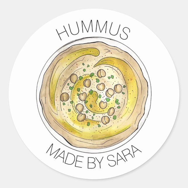 Sticker Rond Hummus Houmous Dip Fait Maison De La Cuisine De (Devant)