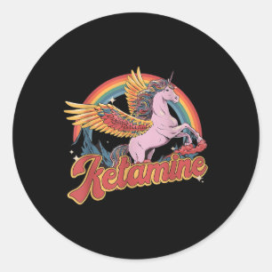 Sticker Rond Humoristique Ketamine Horse Urgence Funky Mental H