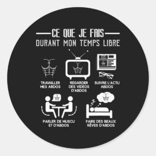 Sticker Rond Humour Abs Bodybuilding Temps libre Travail 6 pack