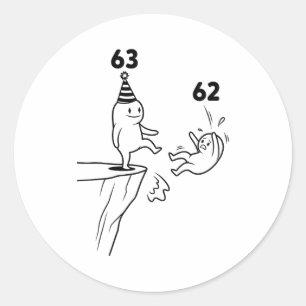 Sticker Rond Humour Anniversaire Enfants 63 Ans 63ème Fête Né 1