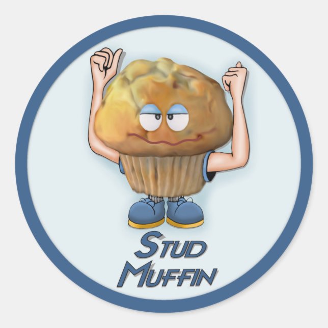 Sticker Rond Humour bourré de muffin (Devant)