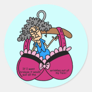 Sticker Rond Humour Bras et Wrinkles