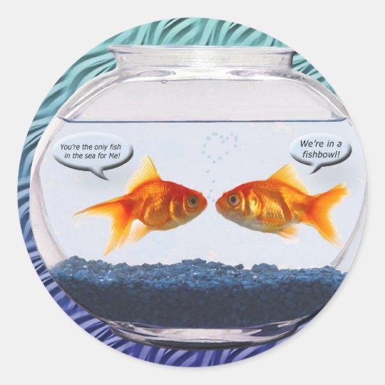 Sticker Rond Humour De Bocal A Poissons De Poisson Rouge Zazzle Fr