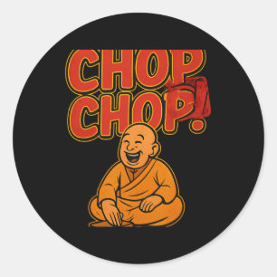 Sticker Rond Humour de boxe Arts martiaux Chop Chop Cartoon Prê